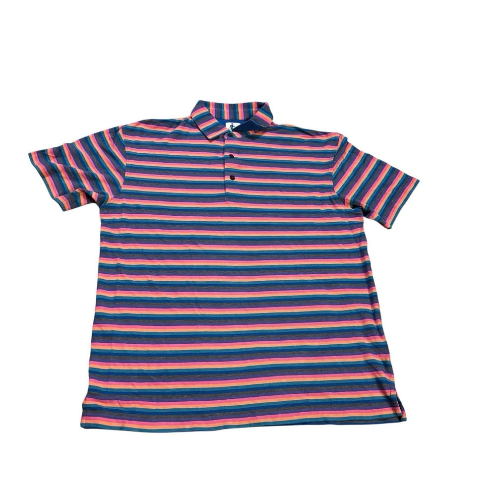 Sharp Lap Multicolor Stripe Polo Mens Medium Colorful‎ Casual Summer Preppy